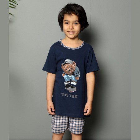 Granatowa piżama dla chłopca z misiem 134 140 146 152 158 164