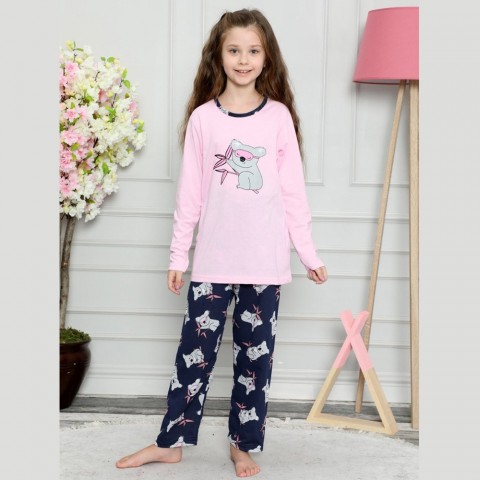 Różowa piżama dla dziewczynki z koalą 122 128 134 140 146 152