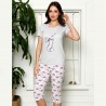 Fioletowa piżama damska nocna z nadrukiem M L XL 2XL