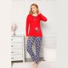 Wyrazista czerwona damska piżama rozpinana z wzorem M L XL 2XL