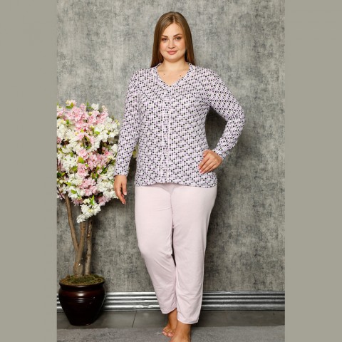 Jasna fioletowa piżama damska plus size rozpinana XL 2XL 3XL 4XL