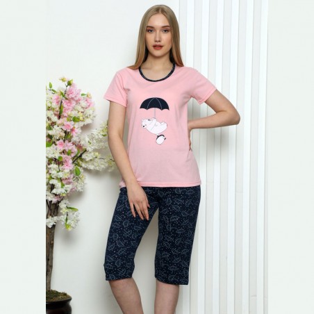 Różowa piżama damska z misiem M L XL 2XL