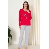 Piżama damska czerwona bawełniana długie spodnie S M L XL